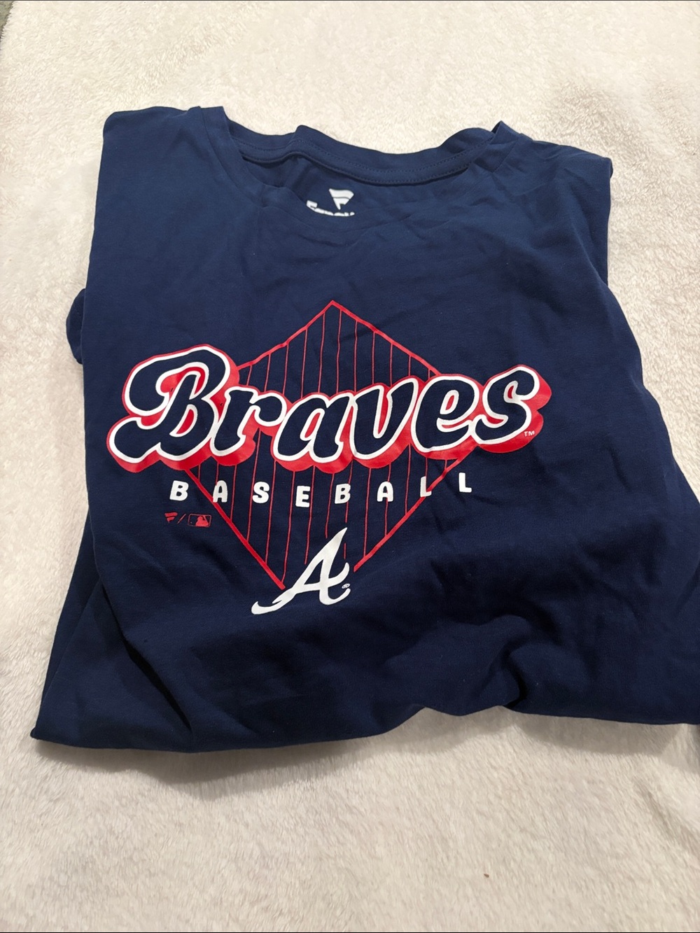 Fanatics Navy Braves Baseball Tee with Red & White Logo